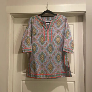 Gretchen Scott Cotton Split Neck Tunic